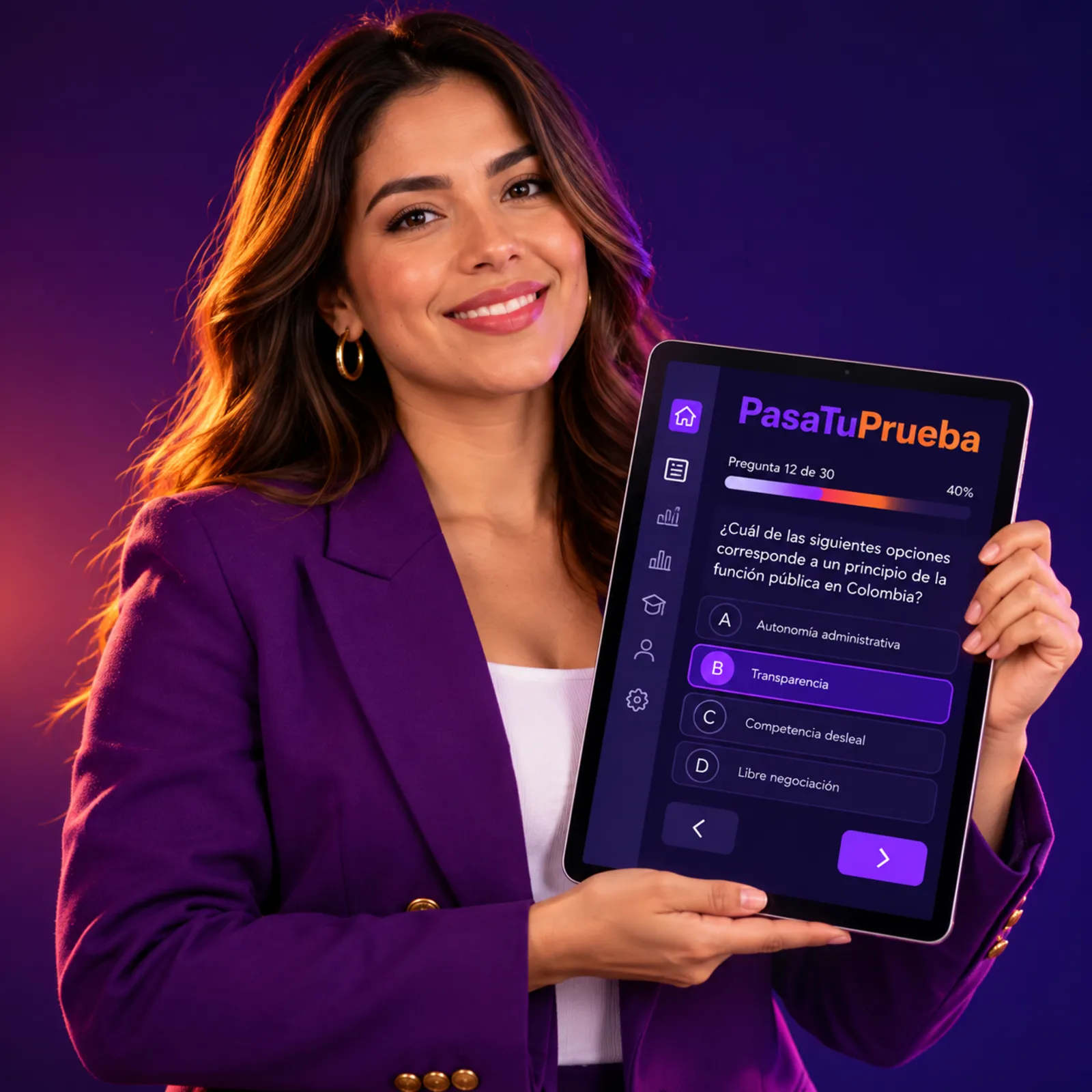 Estudiante usando la plataforma PasaTuPrueba